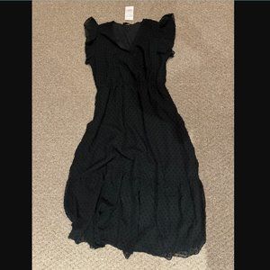 Swiss Dot Black Casual Midi Sun Dress